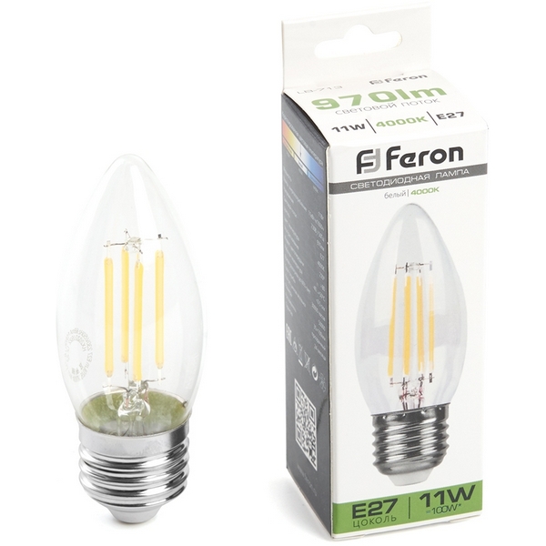 

Лампа светодиодная Feron 38273 LB-713 Свеча E27 11W 4000K, LB-713 38273