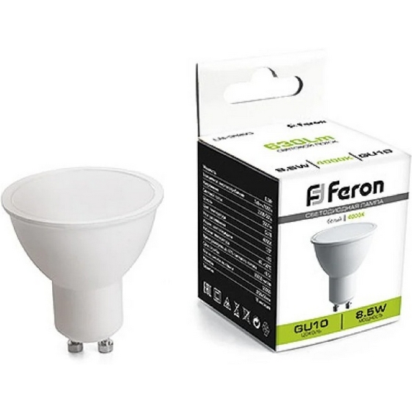 

Лампа светодиодная Feron 41397 LB-3560, MR16 (рефлекторная) 8.5W 230V GU10 4000К, LB 41397