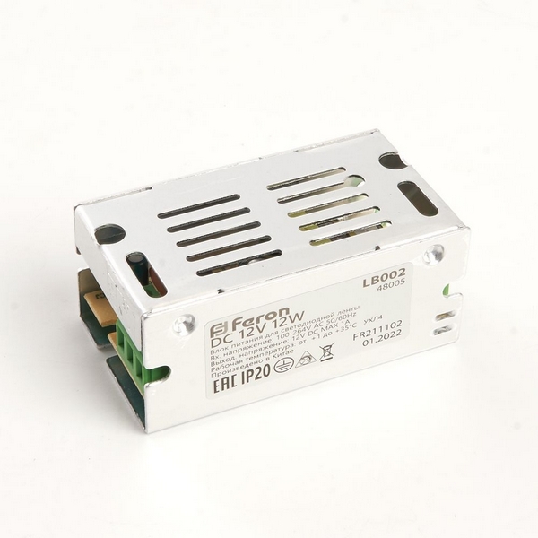

Трансформатор для светодиодной ленты 12W 12V (драйвер) Feron LB002 48005, 48005