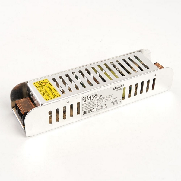 

Трансформатор для светодиодной ленты 60W 12V (драйвер) Feron LB009 48008, 48008