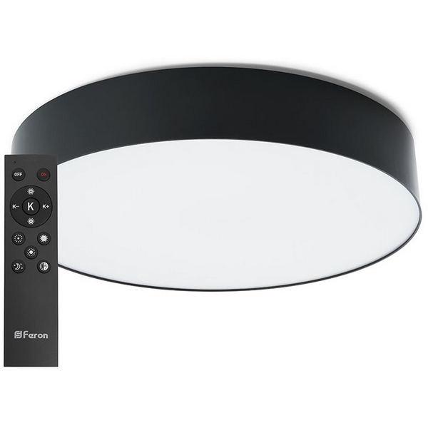 

Светодиодный управляемый потолочный светильник с пультом Feron AL6200 48066 "Simple matte" тарелка 60W 3000К-6500K черный, AL6200 48066