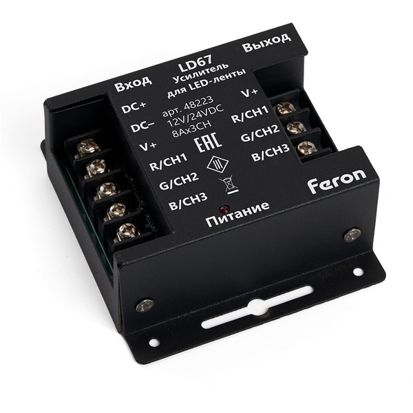 

Усилитель для светодиодной ленты Feron 48223 RGB, 24А12-24V, LD67, 48223