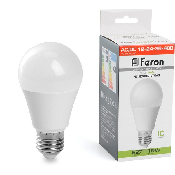 

Лампа светодиодная низковольтная Feron 48730 LB-194 Шар E27 15W 4000K, 48730