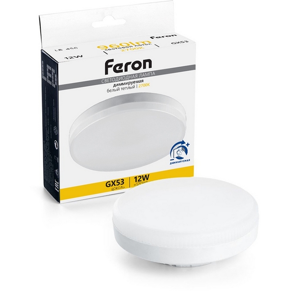 Изображение товара Светодиодная лампа GX53 диммируемая 12W 2700K Feron LB-456