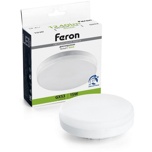 

Лампа светодиодная GX53 таблетка диммируемая 15W 230V GX53 4000К Feron LB-457 51068, LB-457 51068