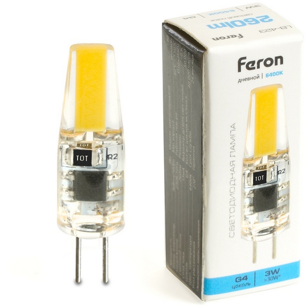 Изображение товара Лампа светодиодная JC капсульная 3W G4 6400K Feron