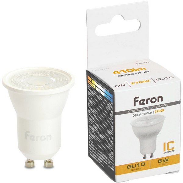 Изображение товара Светодиодная лампа MR11 5W GU10 теплый свет Feron LB-272