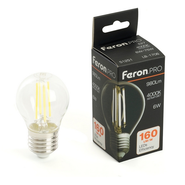 

Лампа светодиодная E27 6W Feron LB-1706 51251, LB-1706 51251