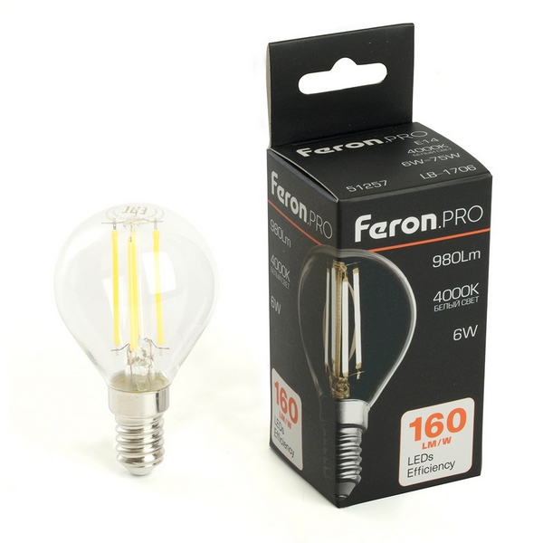

Лампа светодиодная E14 6W Feron LB-1706 51257, LB-1706 51257
