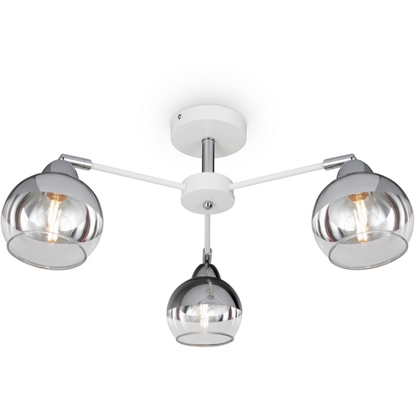 Изображение товара Потолочная люстра Freya Jasper FR5225PL-03W с дымчатыми шариками. Изображение товара Потолочная люстра Freya Jasper FR5225PL-03W с дымчатыми шариками.
