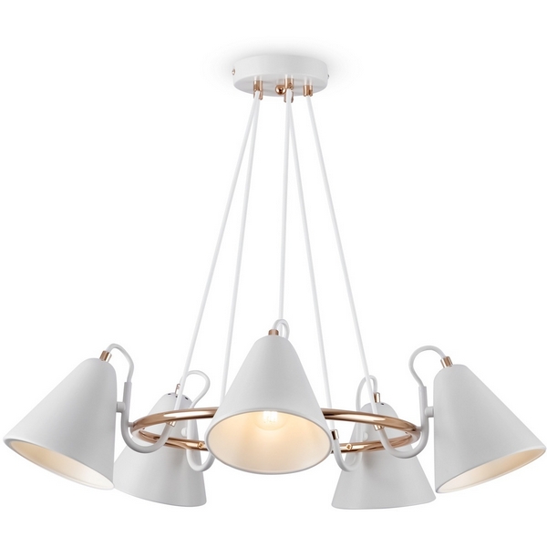 Изображение товара Подвесная люстра Freya Falke Market FR8001PL-05WG классический дизайн в белом и золоте