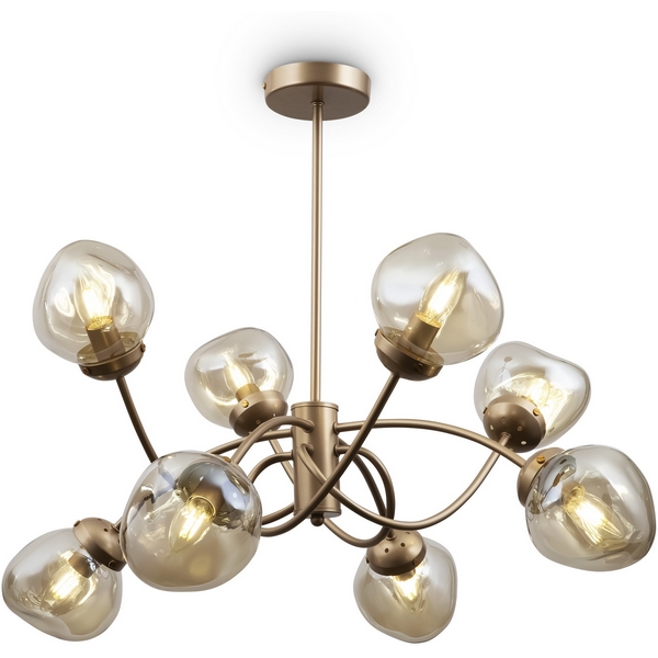 Изображение товара Потолочная люстра Freya FR8017PL-08MG в стиле модерн с золотой арматурой и стеклянными шариками - в