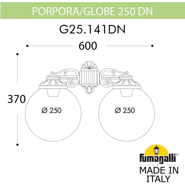 

Настенный фонарь уличный Fumagalli GLOBE 250 G25.141.000.BXF1RDN, Бронза;патина, Globe 250 G25.141.000.BXF1RDN