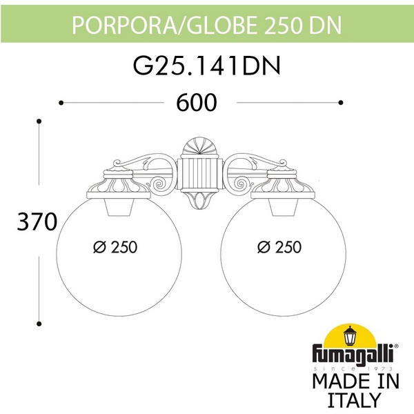 

Настенный фонарь уличный IP55 Fumagalli GLOBE 250 G25.141.000.BYF1RDN, Бронза;патина, Globe 250 G25.141.000.BYF1RDN
