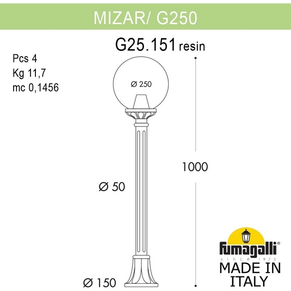 

Наземный фонарь Fumagalli GLOBE 250 G25.151.000.VXF1R, Медь;патина, Globe 250 G25.151.000.VXF1R