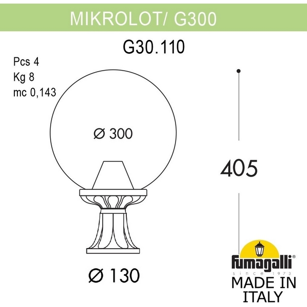 

Наземный фонарь IP55 Fumagalli Globe 300 G30.110.000.VYF1R в форме шара, Медный, Globe 300 G30.110.000.VYF1R