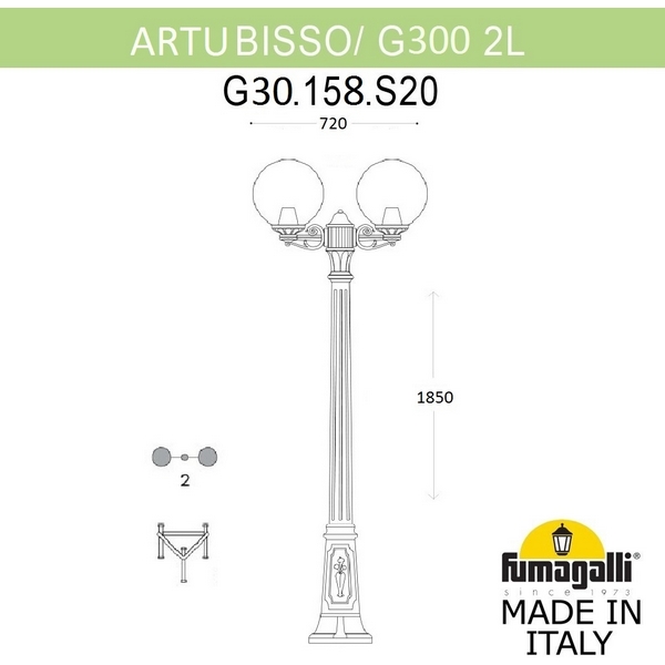 

Наземный фонарь Fumagalli Globe 300 G30.158.S20.AYF1R, Черный, Globe 300 G30.158.S20.AYF1R