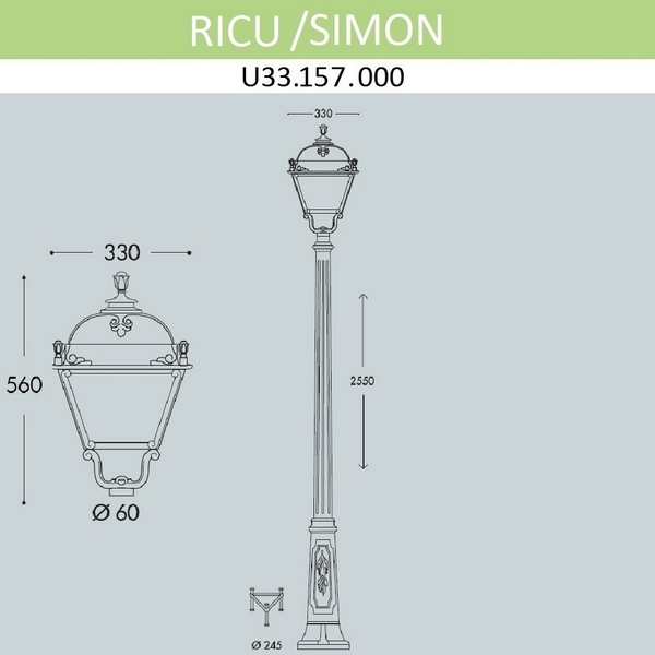 

Наземный фонарь IP55 Fumagalli Simon U33.157.000.AYH27, Черный, Simon U33.157.000.AYH27