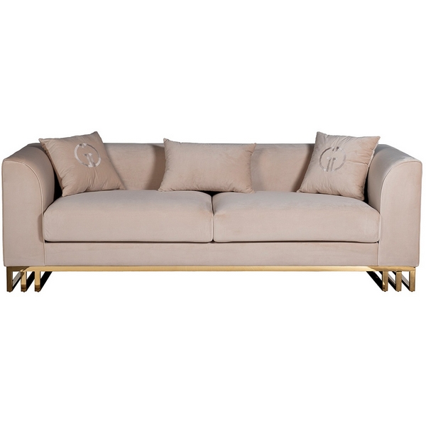 

102AN-20493 Диван Lucerne трехместный велюр бежевый 230*86*75см Garda Decor, Lucerne 102AN-20493