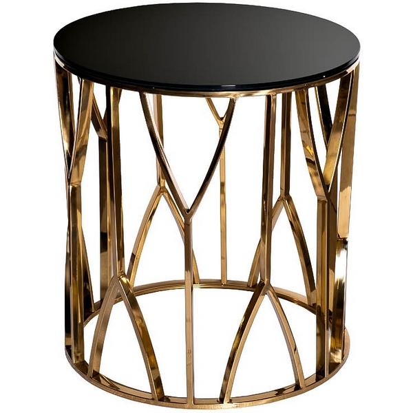 

13RXET3103-GOLD Стол журнальный стекло черн./золото d50*55см Garda Decor, 13RXET3103-GOLD