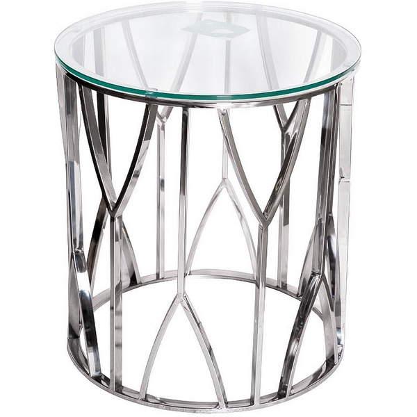 

13RXET3103-SILVER Стол журнальный стекло прозр./серебро d50*55см Garda Decor, 13RXET3103-SILVER