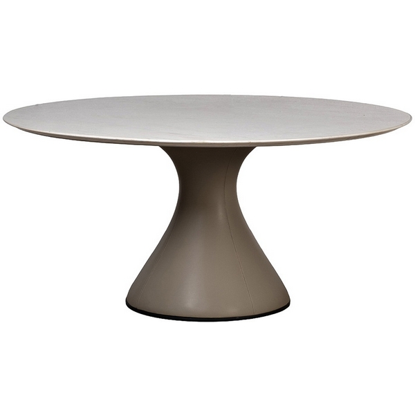

Стол обеденный, мрамор Volakas, экокожа бежевая d160*75см Garda Decor арт.160KD-60090, 160KD-60090