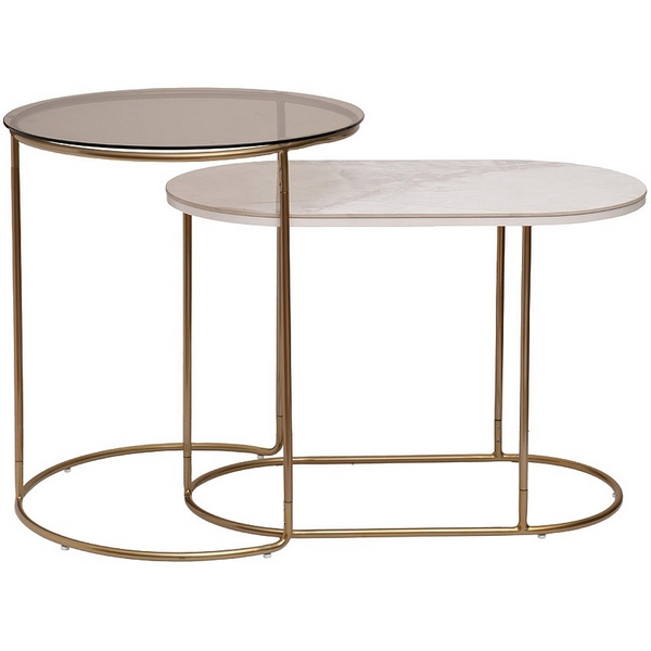 Изображение товара Столик журнальный Garda Decor набор 2 шт d48 и d66, золото
