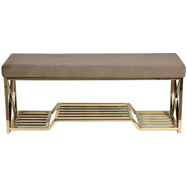 

47ED-01000 Банкетка велюр серо-бежевый, золото 120*40*47см Garda Decor, 47ED-01000