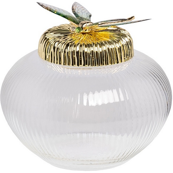 

Ваза стеклянная с крышкой со стрекозой d15х14 см Garda Decor 55RD6259S, 55RD6259S