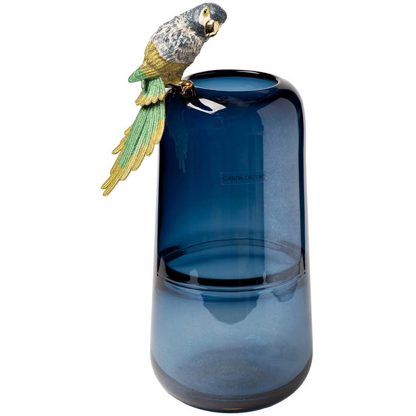 

Ваза стеклянная голубая с попугаем 16х15х38 см Garda Decor 55RV6111L, 55RV6111L