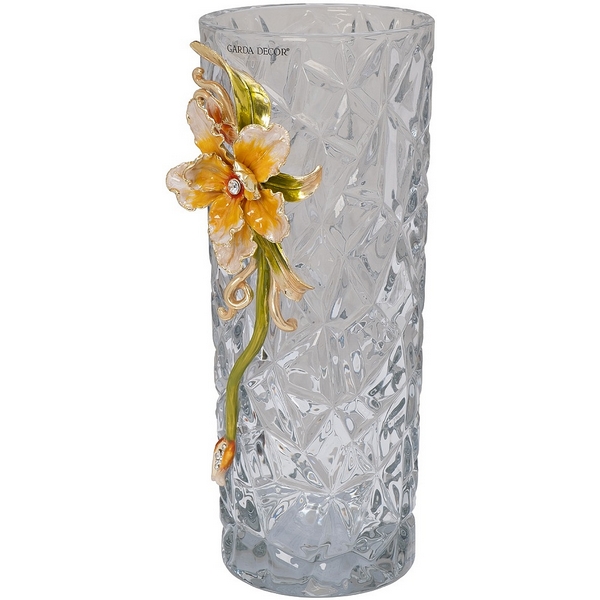 

Ваза стеклянная с золотым цветком 15х12х29 см Garda Decor 55RV6465L, 55RV6465L
