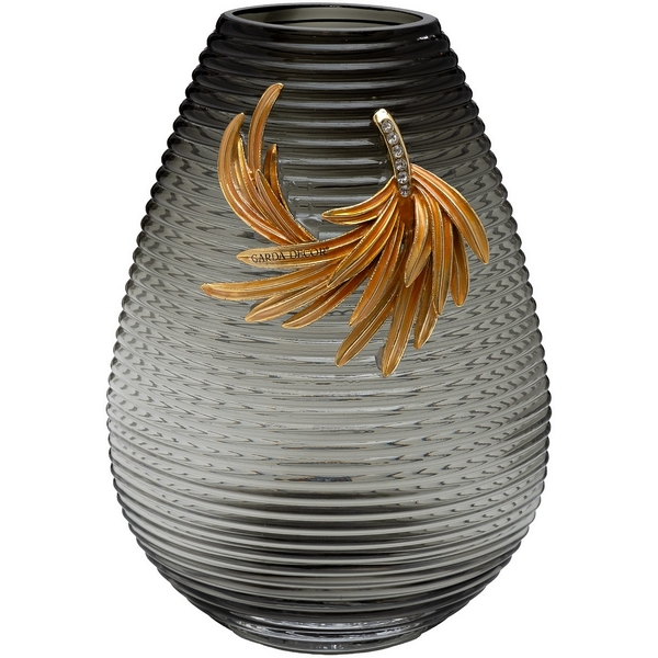 

Ваза стеклянная серая с золотой веточкой 21х12х31 см Garda Decor 55RV6590L, 55RV6590L