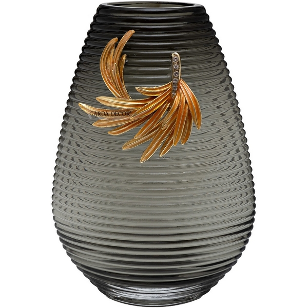 

Ваза стеклянная серая с золотой веточкой 17х10х26 см Garda Decor 55RV6590S, 55RV6590S