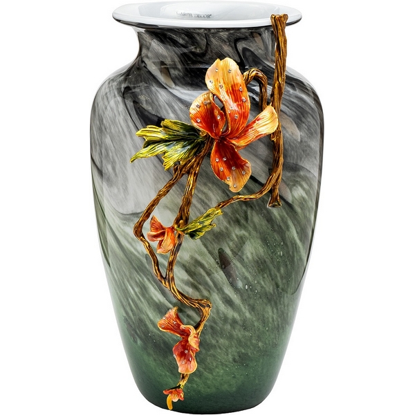 

Ваза стеклянная зеленая с цветком 28х22х41 см Garda Decor 55RV6816L, 55RV6816L