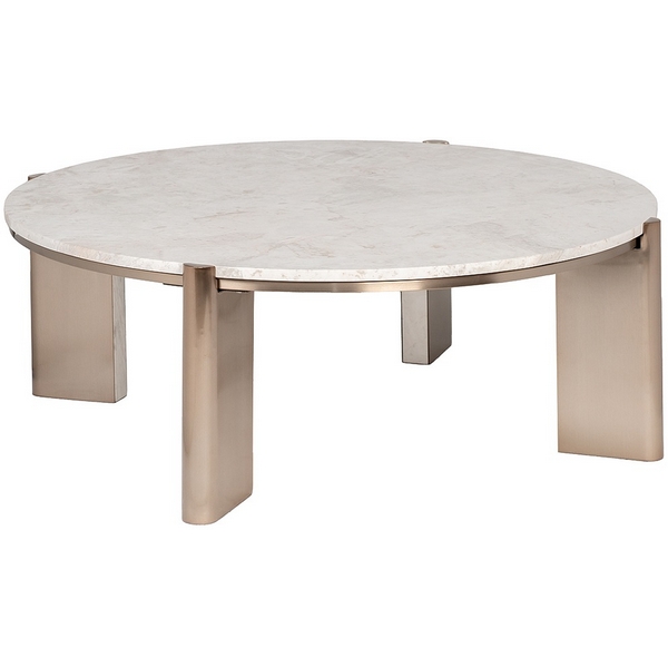 

57EL-10082 Стол журнальный натур.белый мрамор Cass White d 105*37см Garda Decor, Cass White 1008 57EL-10082