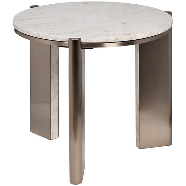 

57EL-10083 Стол журнальный натур.белый мрамор Cass White d 57*50см Garda Decor, Cass White 1008 57EL-10083