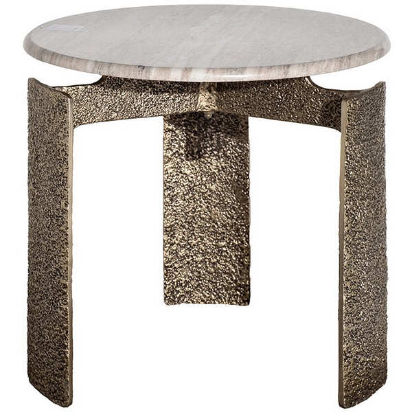 Изображение товара Журнальный стол Garda Decor модель 69-23305 из мрамора и алюминия 60 см