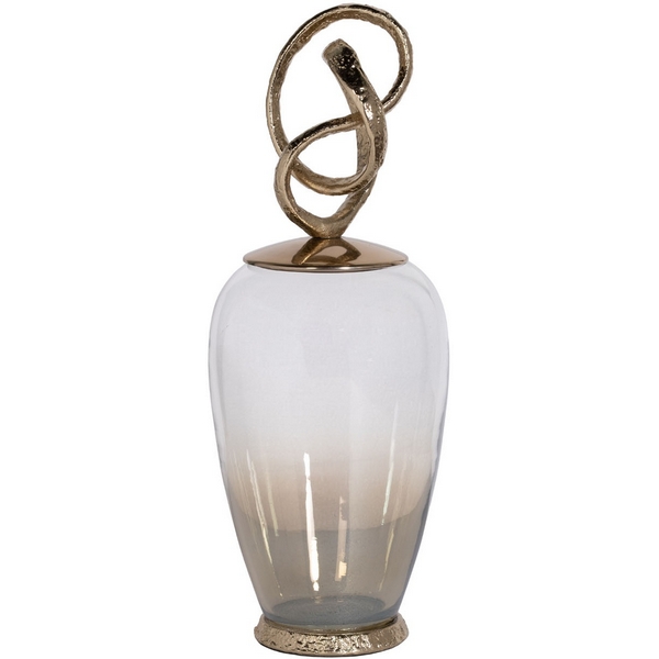 Изображение товара Ваза декор.с крышкой Лиана металл стекло 19х19х50 см Garda Decor