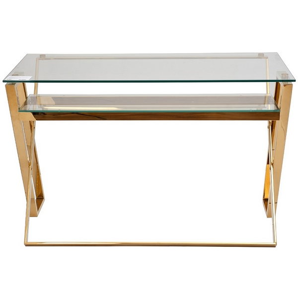

910 Стол письменный стекло прозр/золото 120*60*78см Garda Decor, GY-07910