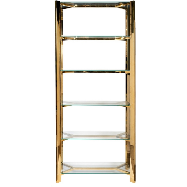 

GY-08728 Стеллаж стекло прозр/золото 80*35*180см Garda Decor, GY-08728