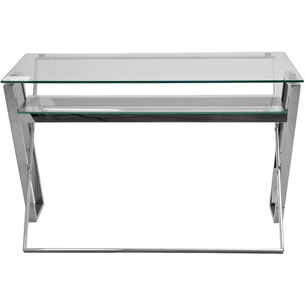 

Стол письменный стекло прозр/хром 120*60*78см Garda Decor GY-17910 (прямоугольная столешница), Прозрачный, GY-17910