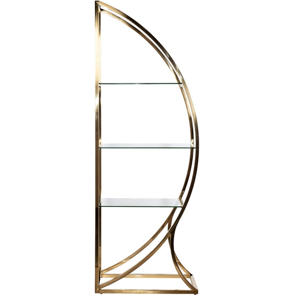 

KFG087/1 Стеллаж "Полусфера" прозрачное стекло/золото блестящий 71*48*202см Garda Decor, KFG087/1