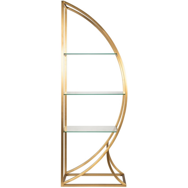 

KFG087/2 Стеллаж "Полусфера" прозрачное стекло/золото матовый 71*48*202см Garda Decor, KFG087/2