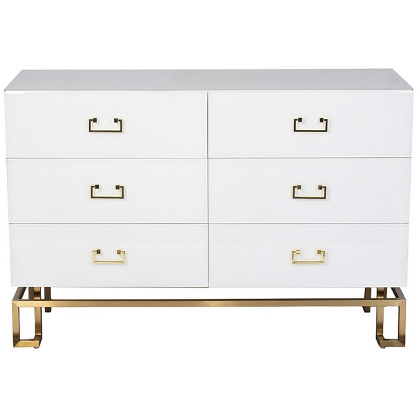 

KFG089 Комод 6 ящиков белый/золото 120*42*80см Garda Decor, KFG089