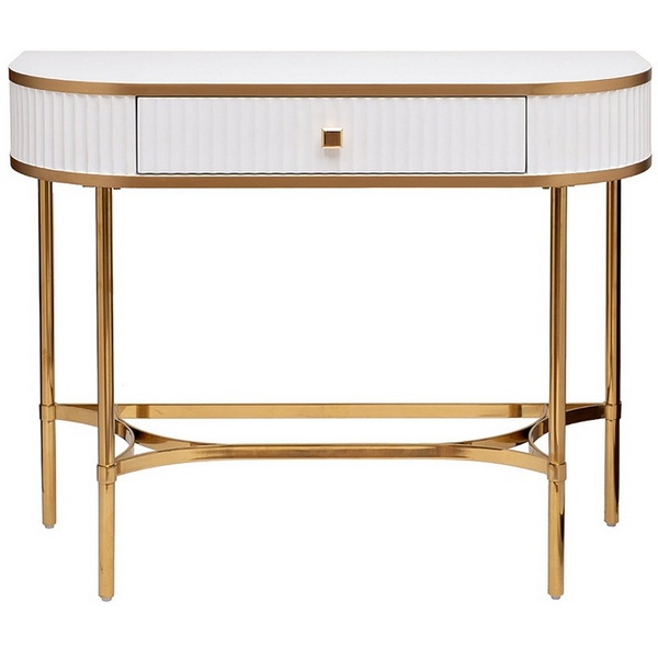 

KFG166 Консоль с 1 ящиком белая/металл золото 100*40*78см Garda Decor, KFG166