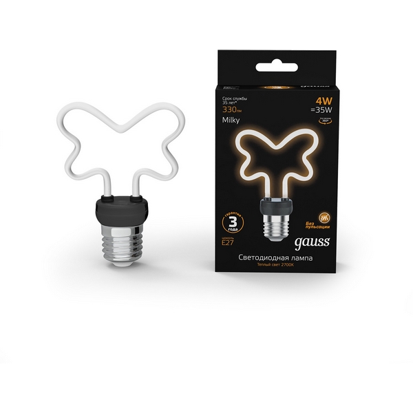 

Лампочка светодиодная филаментная E27 4W Gauss 1001802104, 1001802104