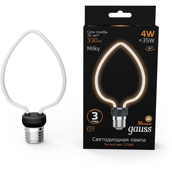 Изображение товара Лампочка светодиодная филаментная E27 4W Gauss 1003802104