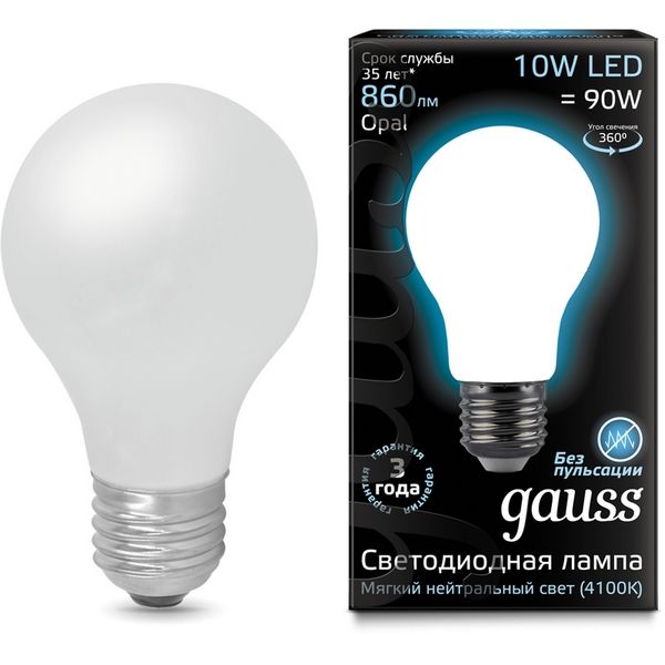 

Лампочка E27 10W 4100К 1/10/40 Gauss Filament 102202210, Filament 102202210