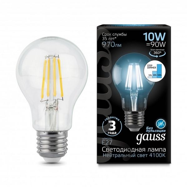 

Лампочка светодиодная филаментная Filament 102802210-S (Gauss), Прозрачный, Filament 102802210-S