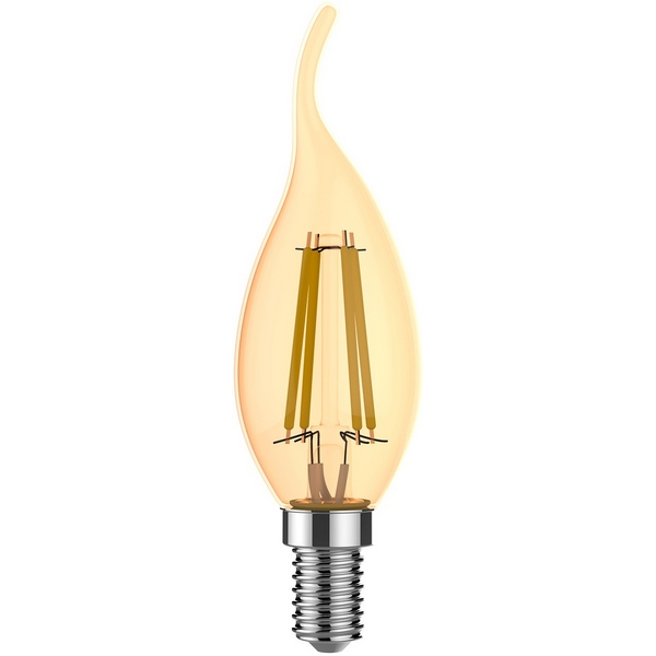 

Лампочка светодиодная филаментная Gauss Filament 1047154 Свеча на ветру 3,8W 350lm 2400К Е14 golden, Filament 1047154